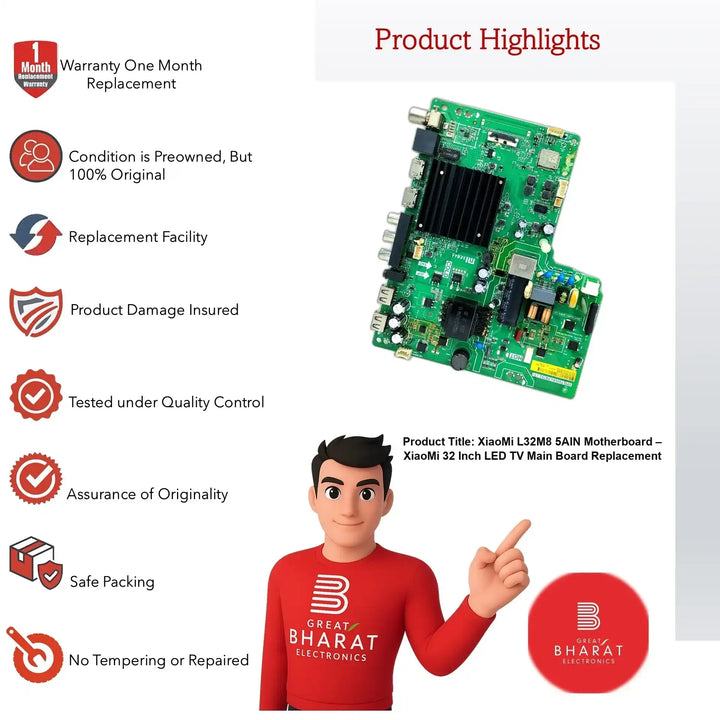 XiaoMi L32M8-5AIN Motherboard – XiaoMi 32 Inch LED TV Main Board Replacement - Great Bharat Electronics