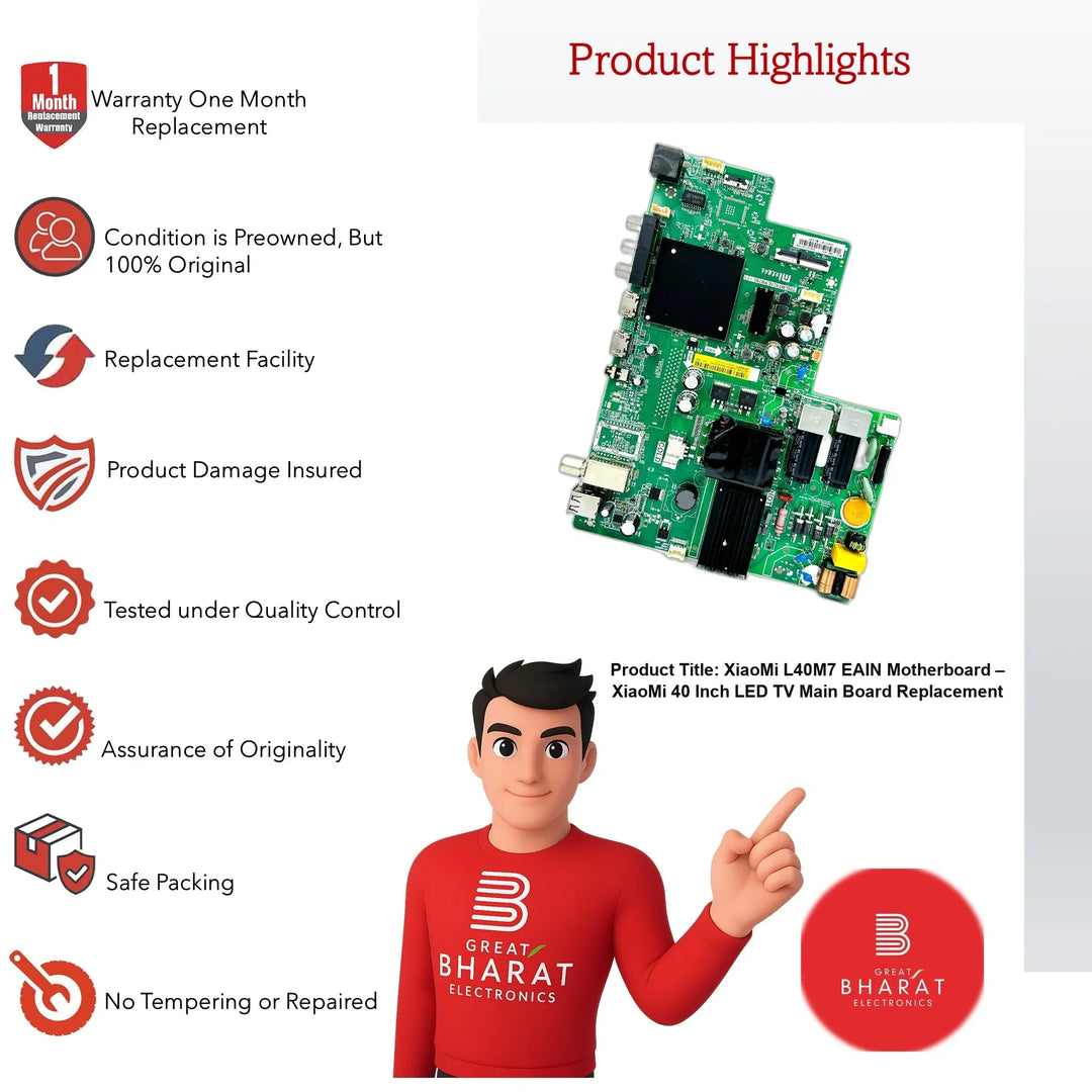 XiaoMi L40M7-EAIN Motherboard – XiaoMi 40 Inch LED TV Main Board Replacement - Great Bharat Electronics
