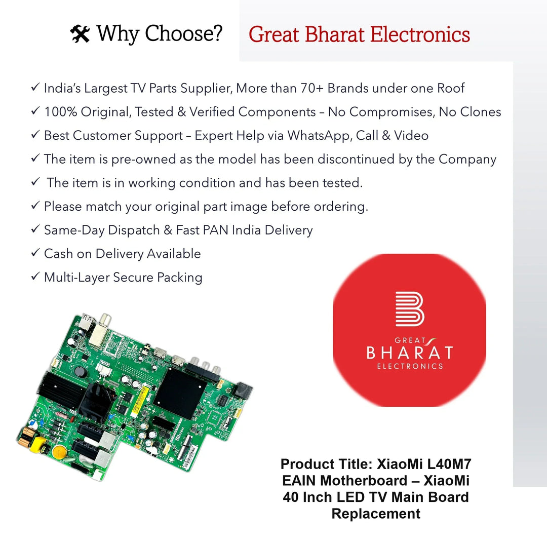 XiaoMi L40M7-EAIN Motherboard – XiaoMi 40 Inch LED TV Main Board Replacement - Great Bharat Electronics