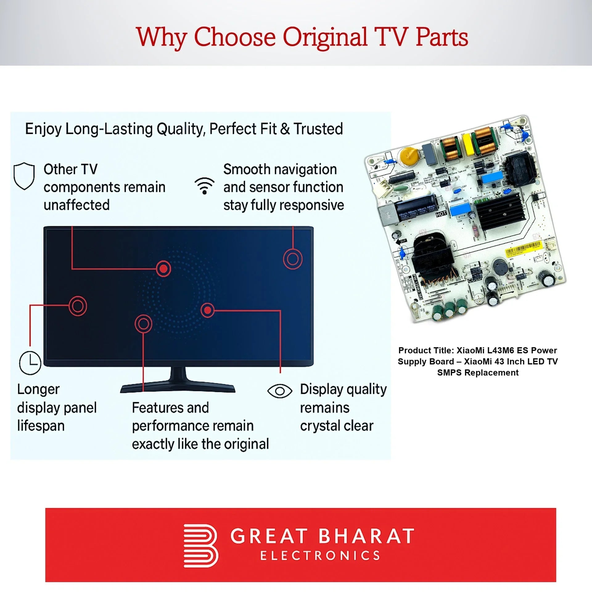 XiaoMi L43M6-ES Power Supply Board – XiaoMi 43 Inch LED TV SMPS Replacement - Great Bharat Electronics