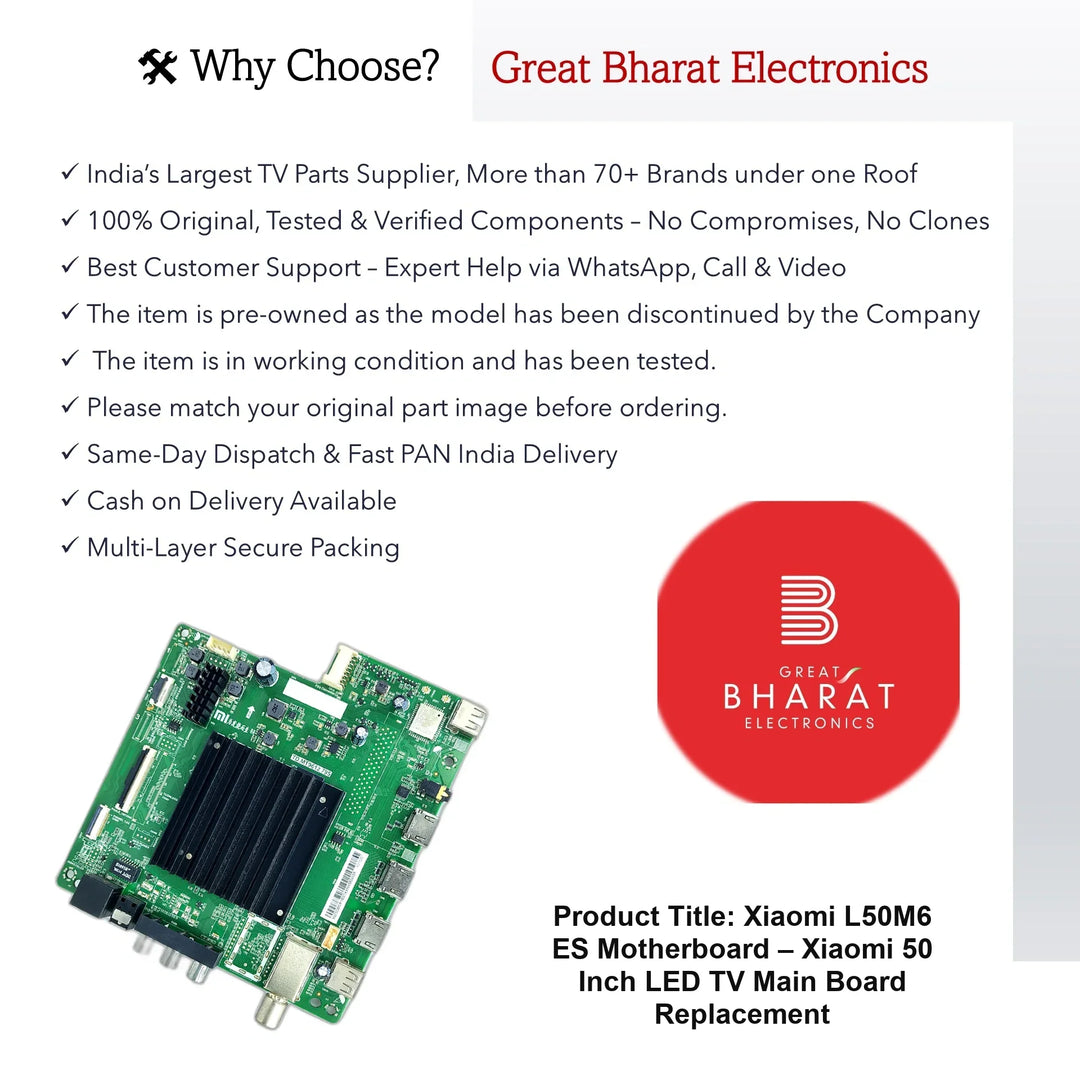 Xiaomi L50M6-ES Motherboard – Xiaomi 50 Inch LED TV Main Board Replacement - Great Bharat Electronics